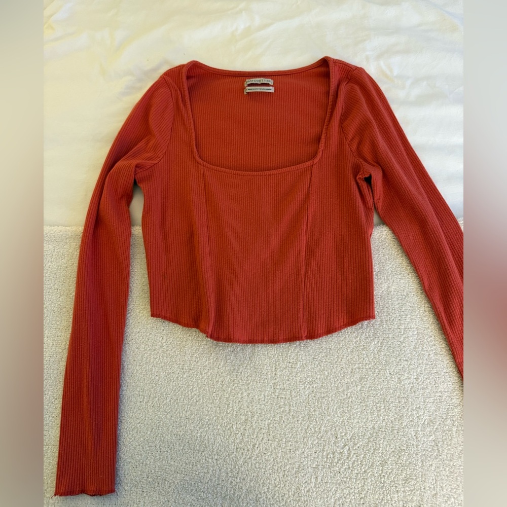 Orange Long Sleeve Crop Top.